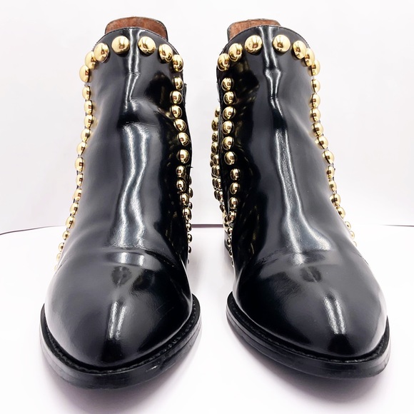 {Jeffery Campbell} Rylance Gold Studded Patent Leather Booties - Picture 13 of 16